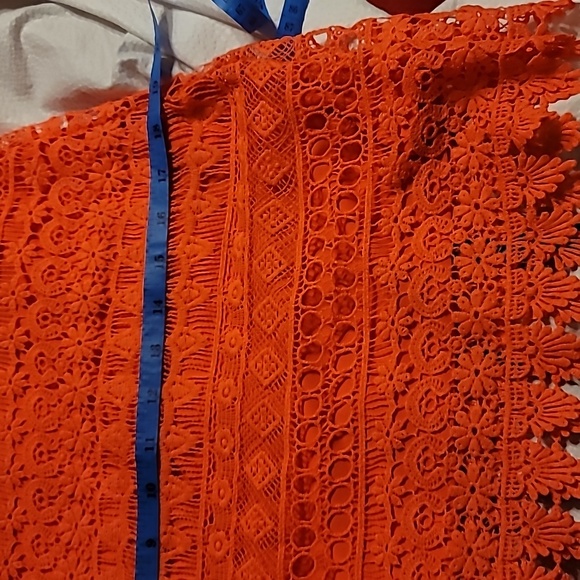 MACRAME boho y2k neon tangerine pull on detail hem dress - Picture 8 of 10